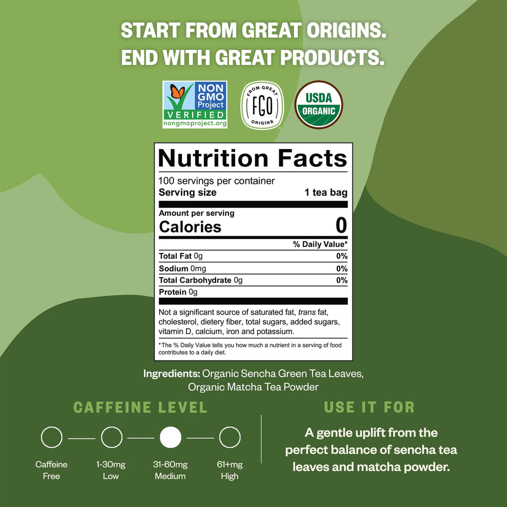 FGO Green Tea 100-count bags deliver consistent flavor in every cup.