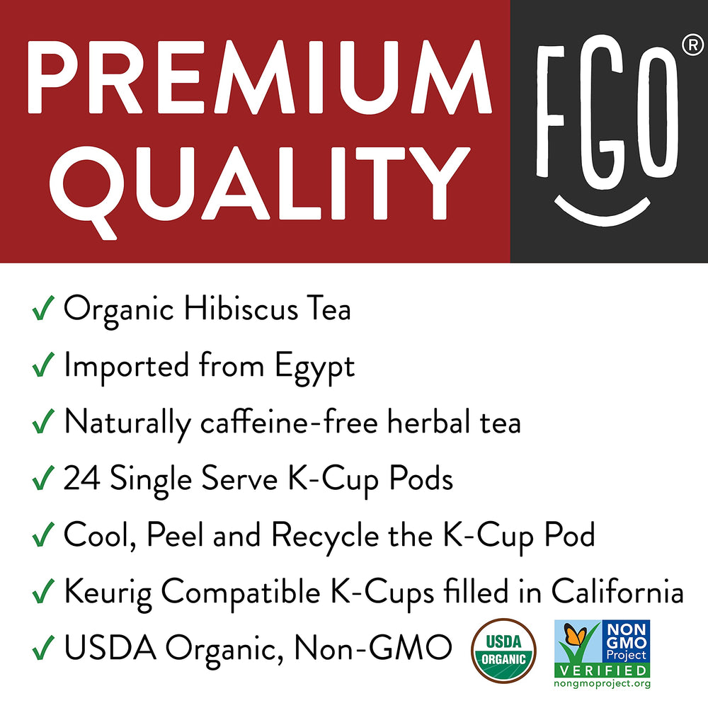 Non-GMO and USDA Organic verification visible on FGO Hibiscus package.