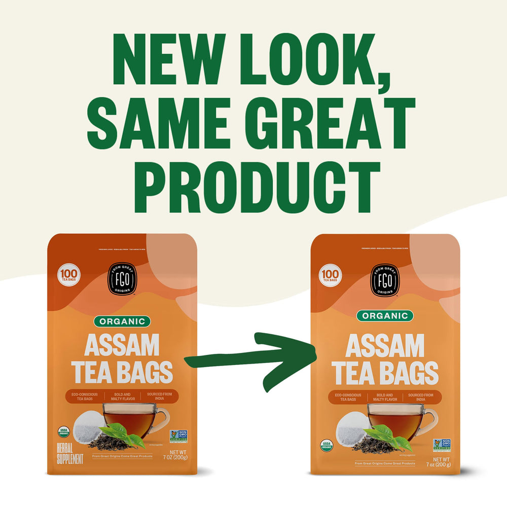 FGO Organic Assam Tea dry leaves close-up with rich malt aroma notes