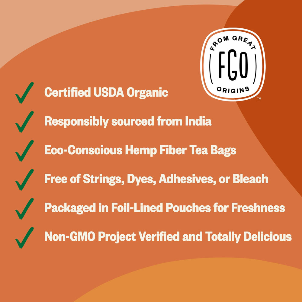 FGO Organic Assam Tea in office kitchen setting for a quick pick-me-up