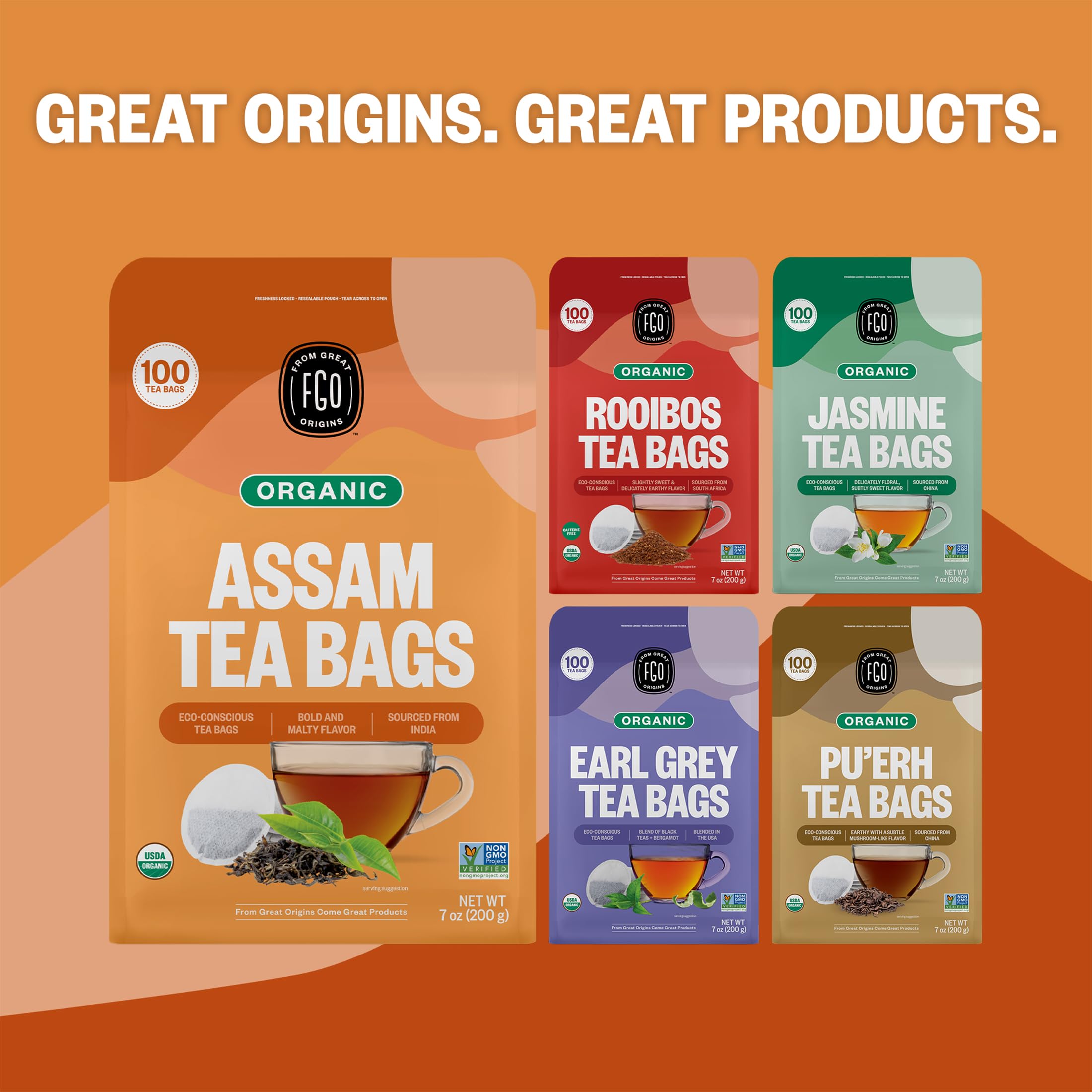 FGO Organic Assam Tea packaging varies reflecting eco-conscious approach