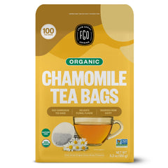 FGO organic chamomile tea bags for a caffeine-free relaxing moment.
