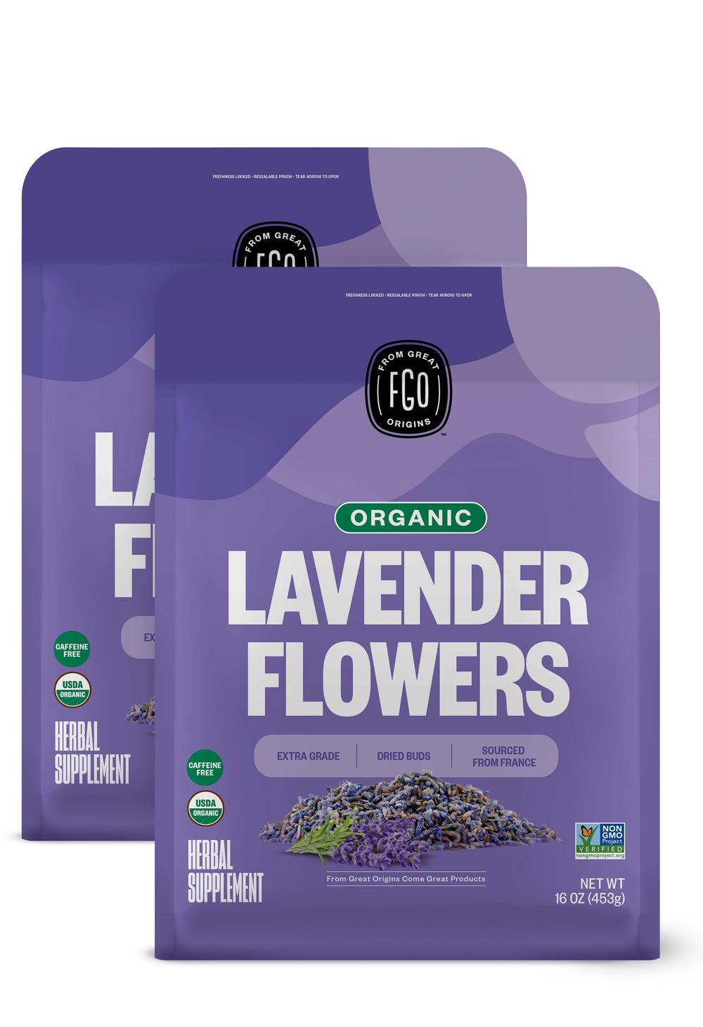 FGO organic dried lavender flowers from France in bulk for culinary infusions and aroma