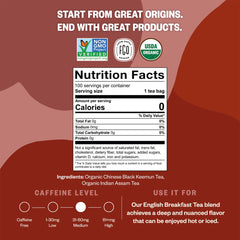 FGO Organic English Breakfast tea bag closeup highlighting eco-friendly hemp fiber