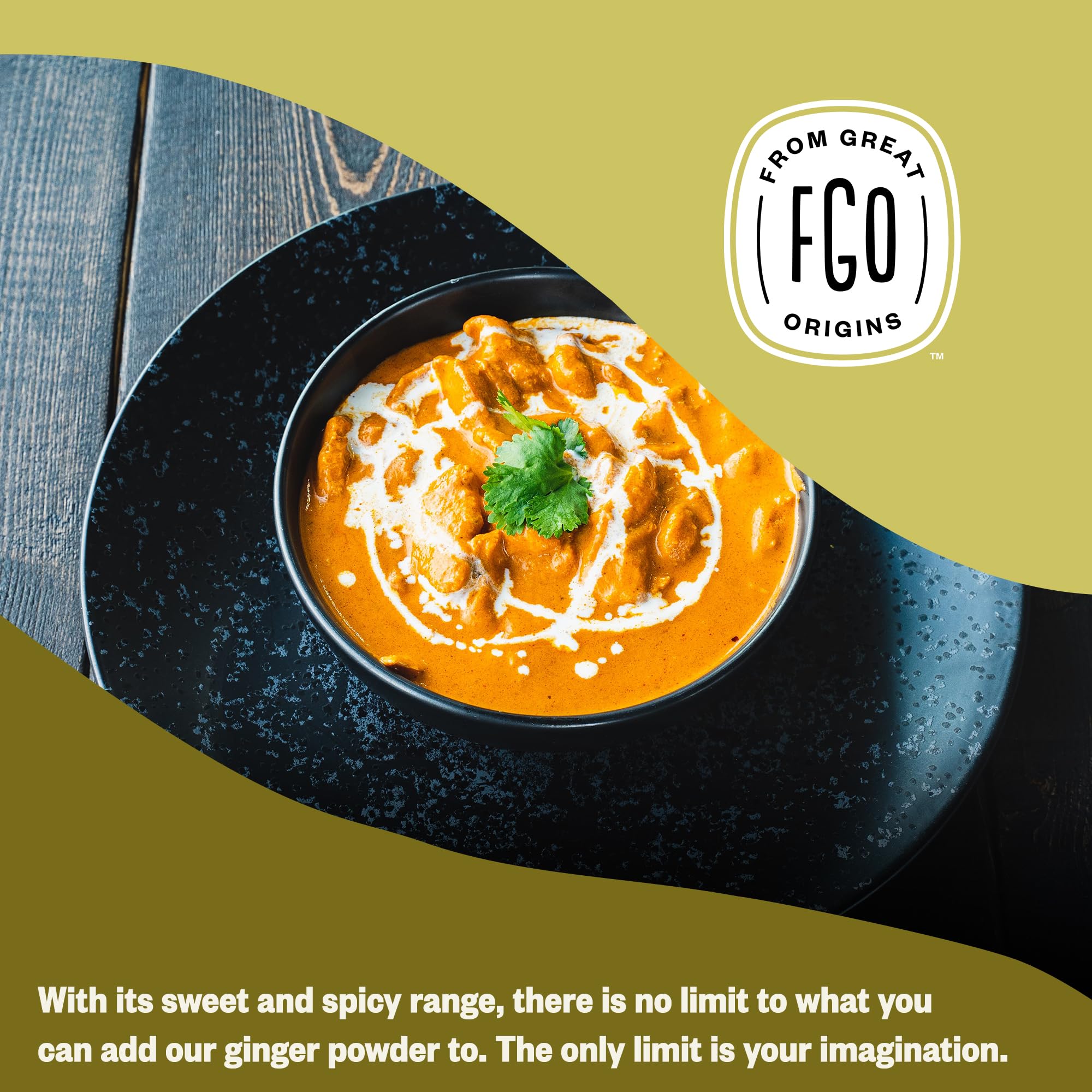 FGO Organic Ginger Powder kitchen-scene evokes warm, aromatic cooking moments.