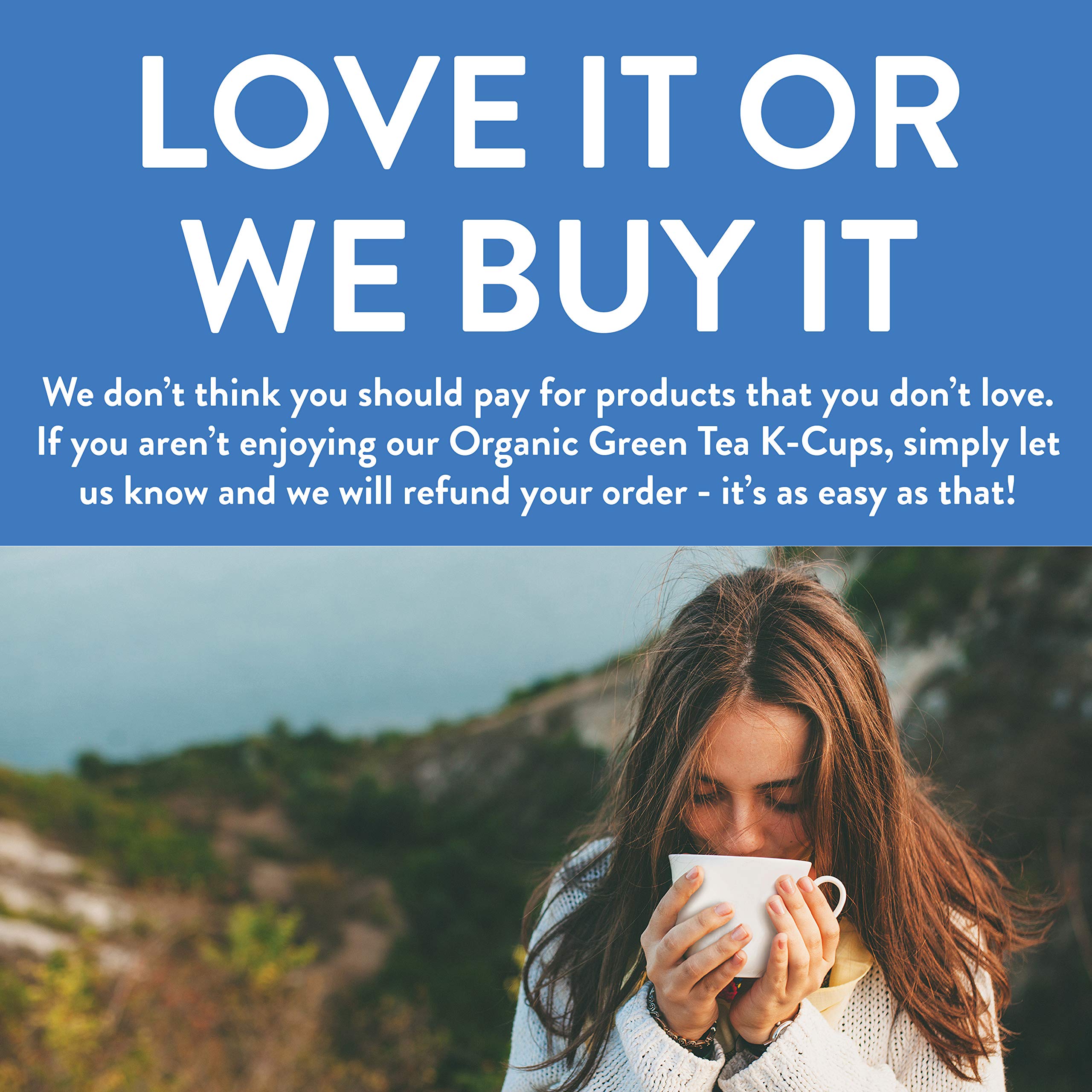 FGO Organic Green Tea K-Cup Pods Keurig compatibility closeup demonstrates effortless single-serve brewing.