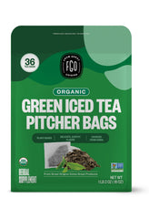FGO Organic Green Tea bags in eco-friendly packaging for effortless pitcher-style brewing.