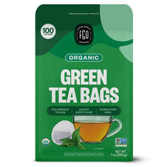 FGO Organic Green Tea pouch front shows eco-friendly packaging and design.