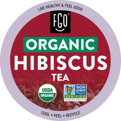 FGO Organic Hibiscus K-Cup pods for caffeine-free, flavorful cup.