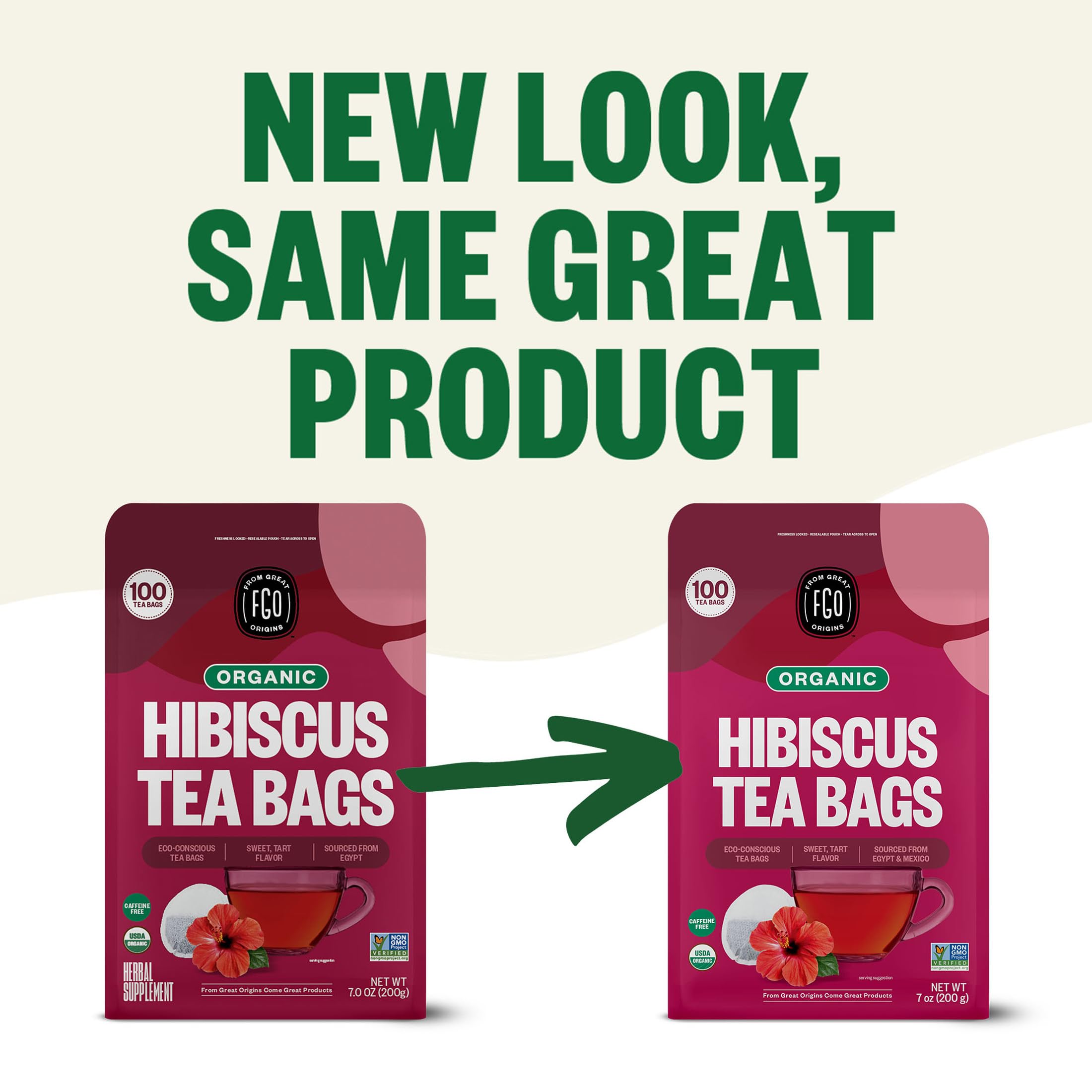 FGO organic hibiscus tea brew in a cup with vibrant color for caffeine-free moments