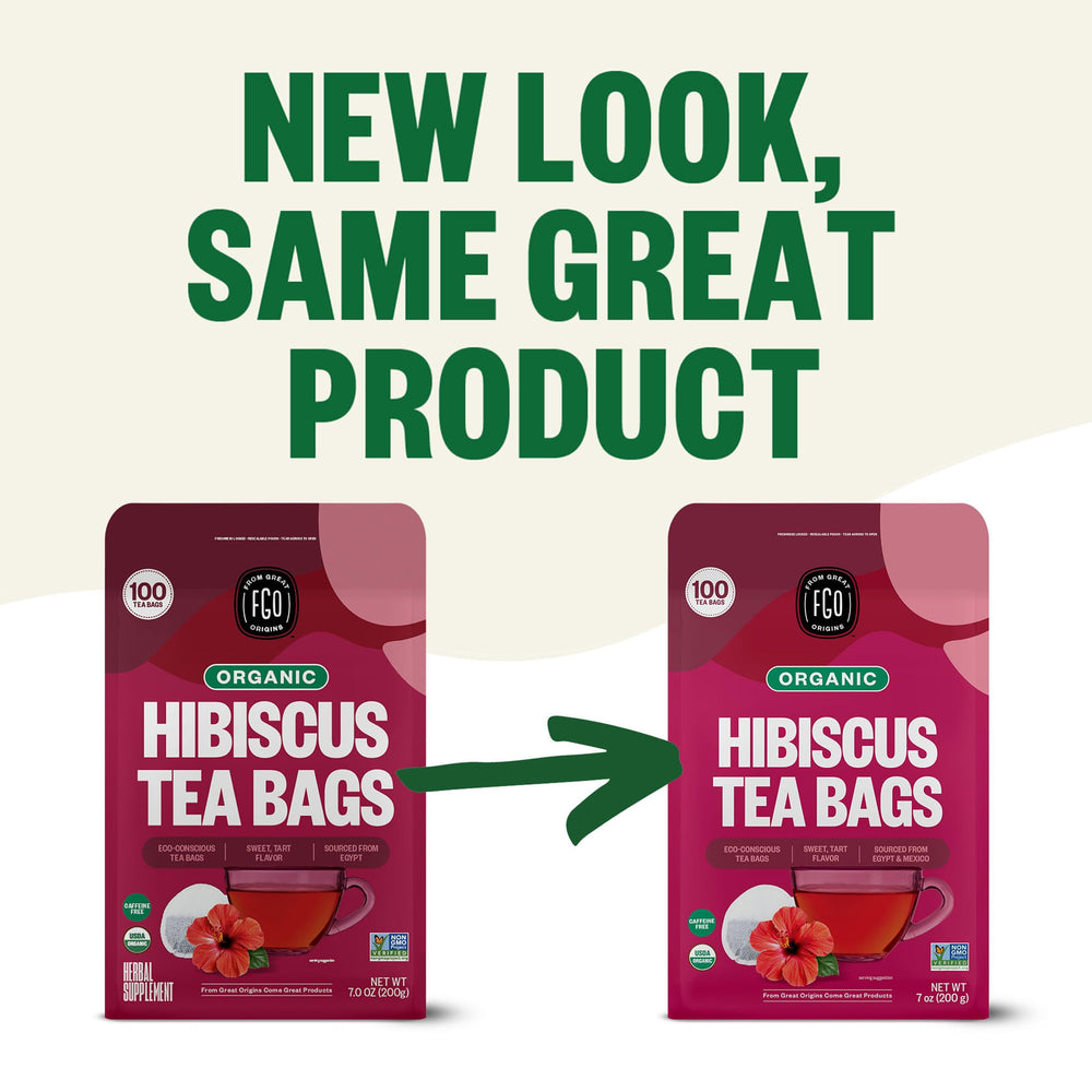 FGO organic hibiscus tea brew in a cup with vibrant color for caffeine-free moments