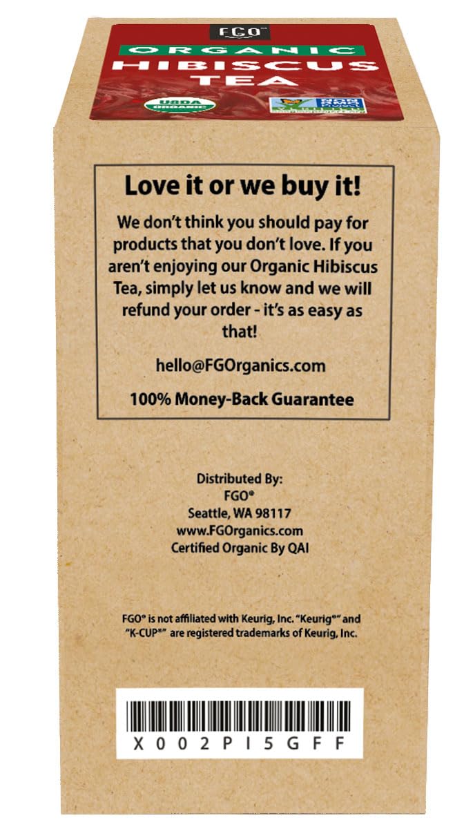 FGO Organic Hibiscus tea packaging with eco-friendly design.