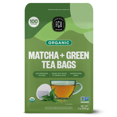 FGO Organic Japanese Matcha tea bags ready for quick, convenient brewing.
