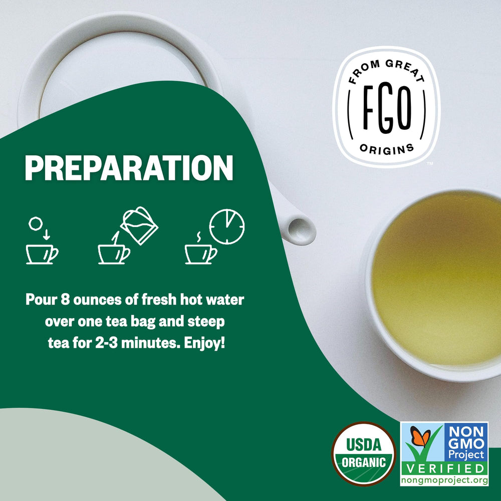 FGO Jasmine Green Tea foil-lined kraft bag keeps flavor fresh
