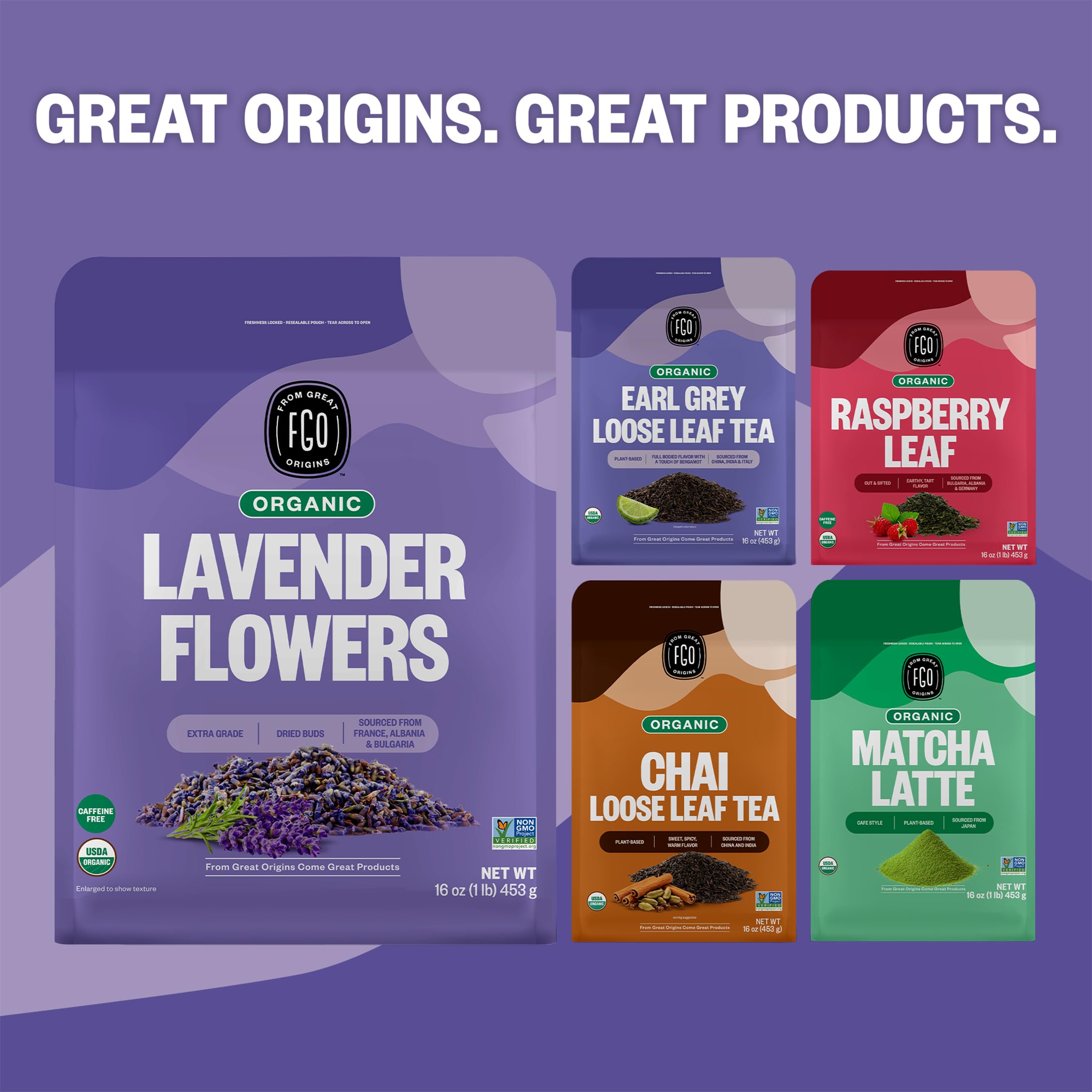 FGO organic lavender—long-lasting scent for linen.