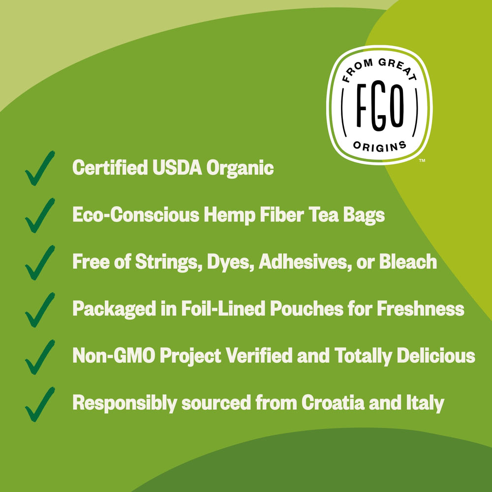 FGO Organic Lemon Balm Tea eco-friendly packaging supports mindful choices.