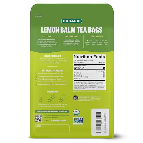 FGO Lemon Balm Tea resealable bag keeps freshness intact.