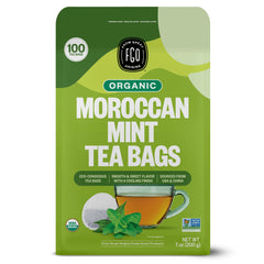FGO Organic Moroccan Mint Tea bags in pack for convenient brewing.