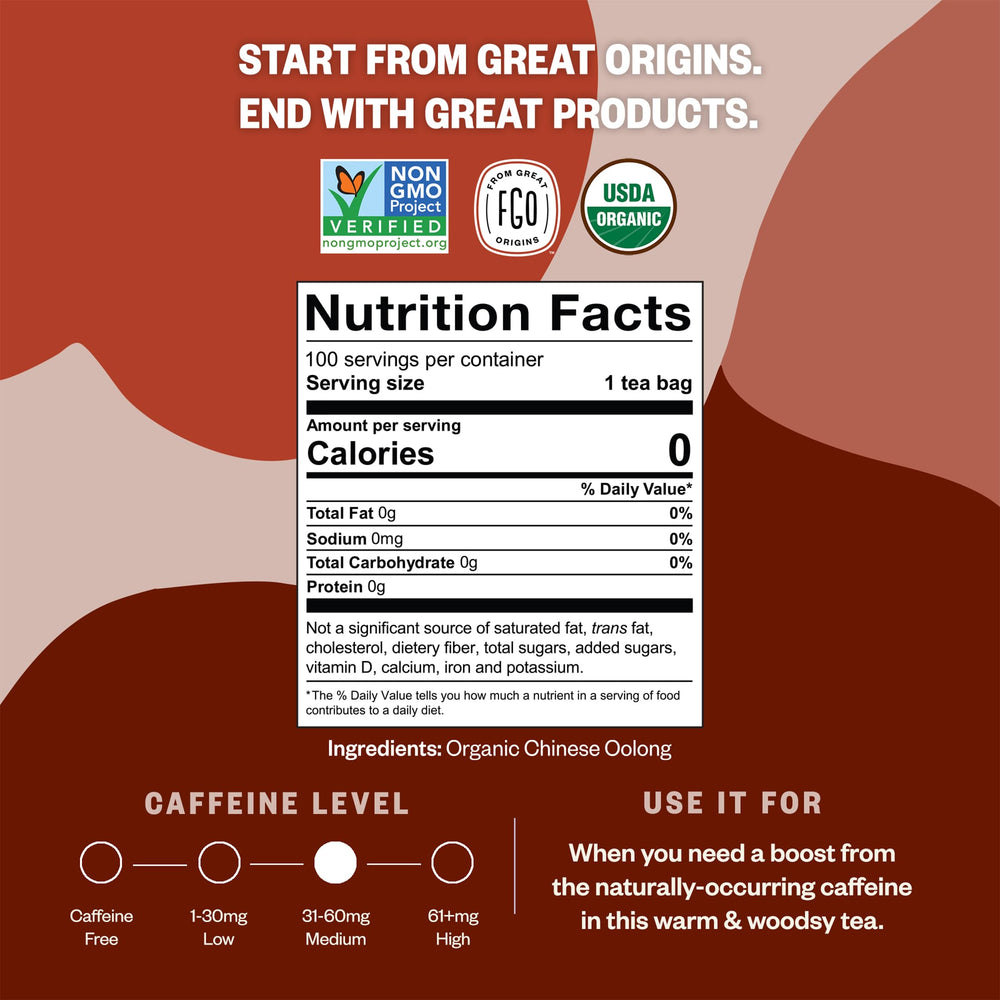 FGO Organic Oolong Tea USDA Organic seal signals certified quality