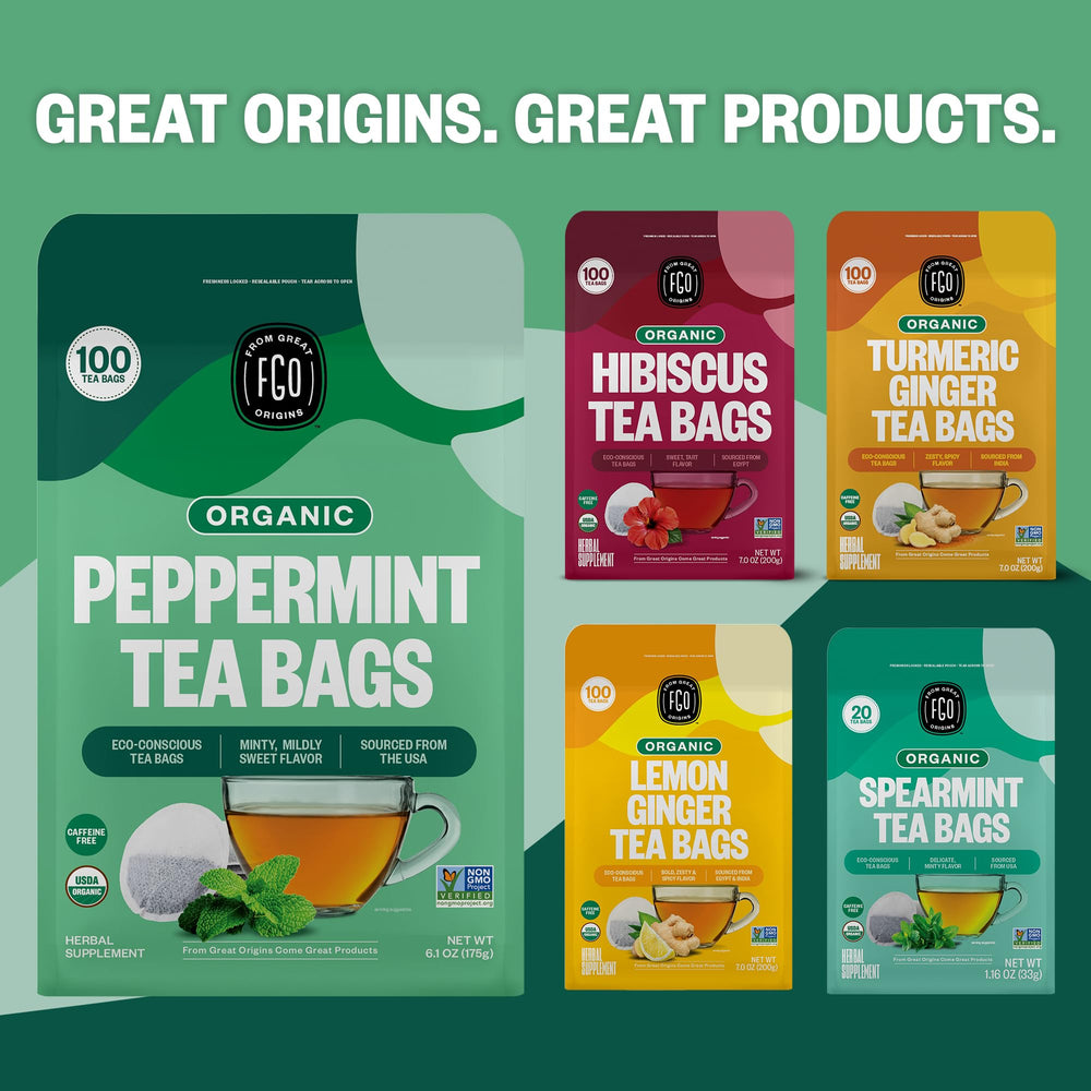 FGO recyclable packaging emphasizes eco-friendly choice for peppermint tea.