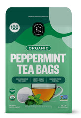 FGO Organic Peppermint Tea bags in eco-friendly packaging.