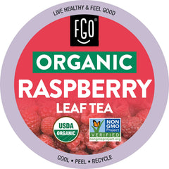 FGO Organic Raspberry Leaf Tea K-Cup Pod front view for quick, caffeine-free brews