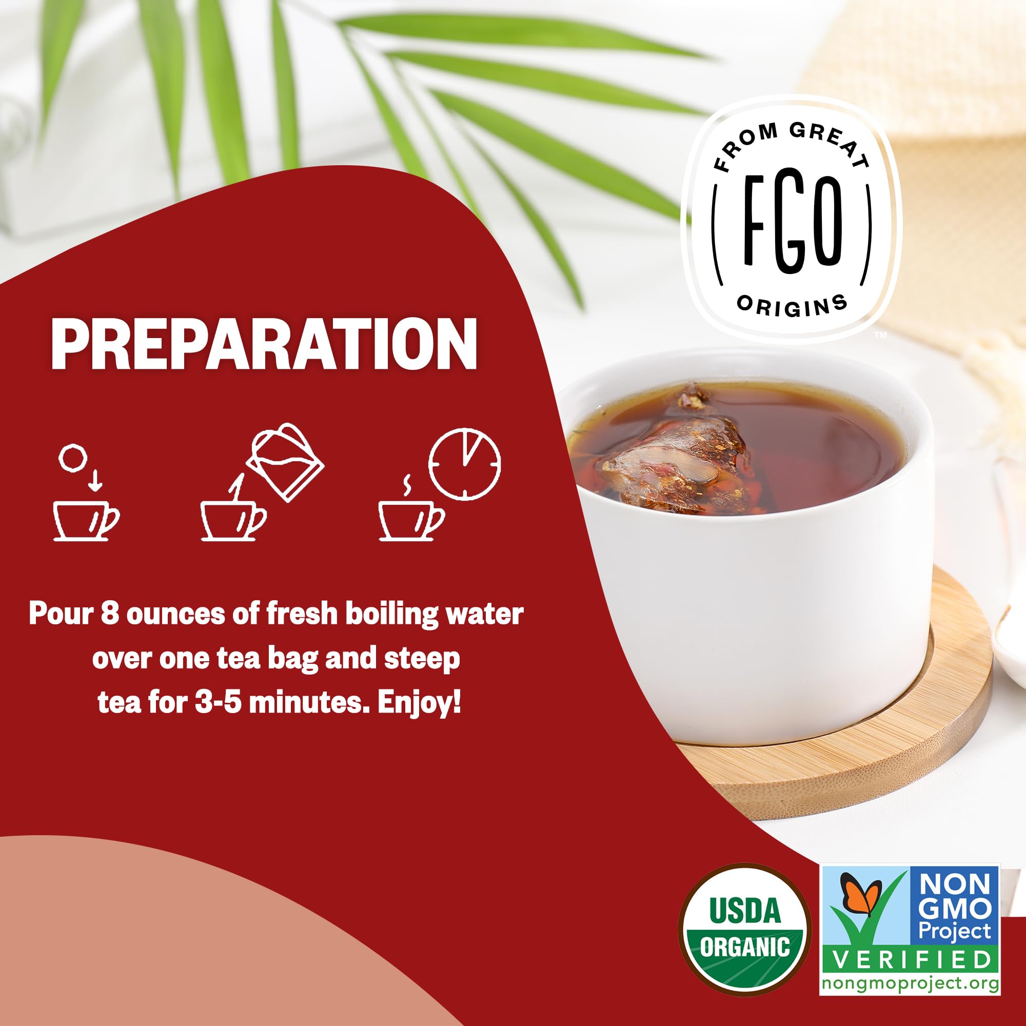FGO Non-GMO seal indicates a clean, plant-based blend