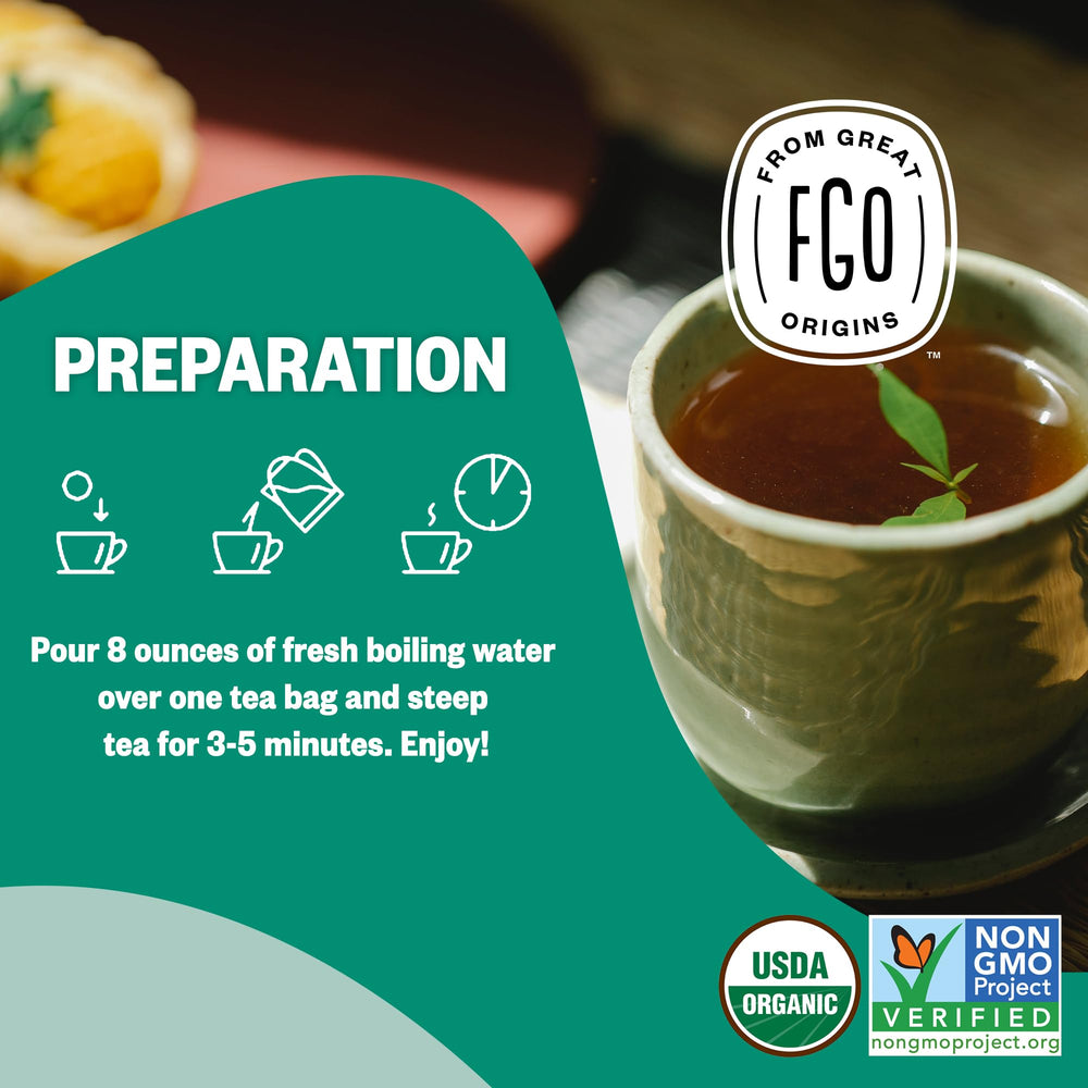 FGO Organic Spearmint Tea resealable bag preserves flavor.