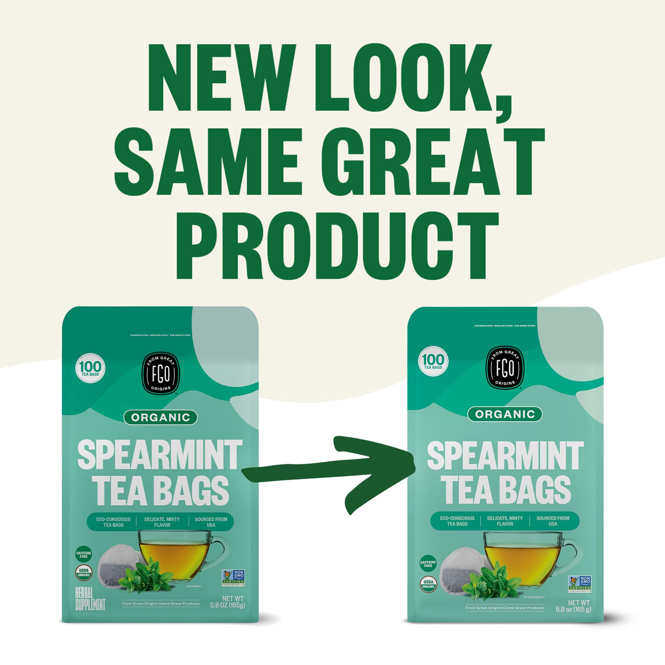 FGO Organic Spearmint Tea USDA Organic seal on box.