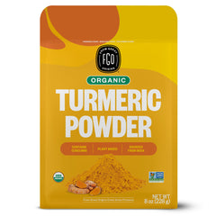 FGO Organic Turmeric Powder 8oz pouch closed, ready to color sauces