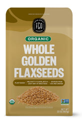 FGO Organic Whole Golden Flax Seeds in bulk bag for baking and sprouting.
