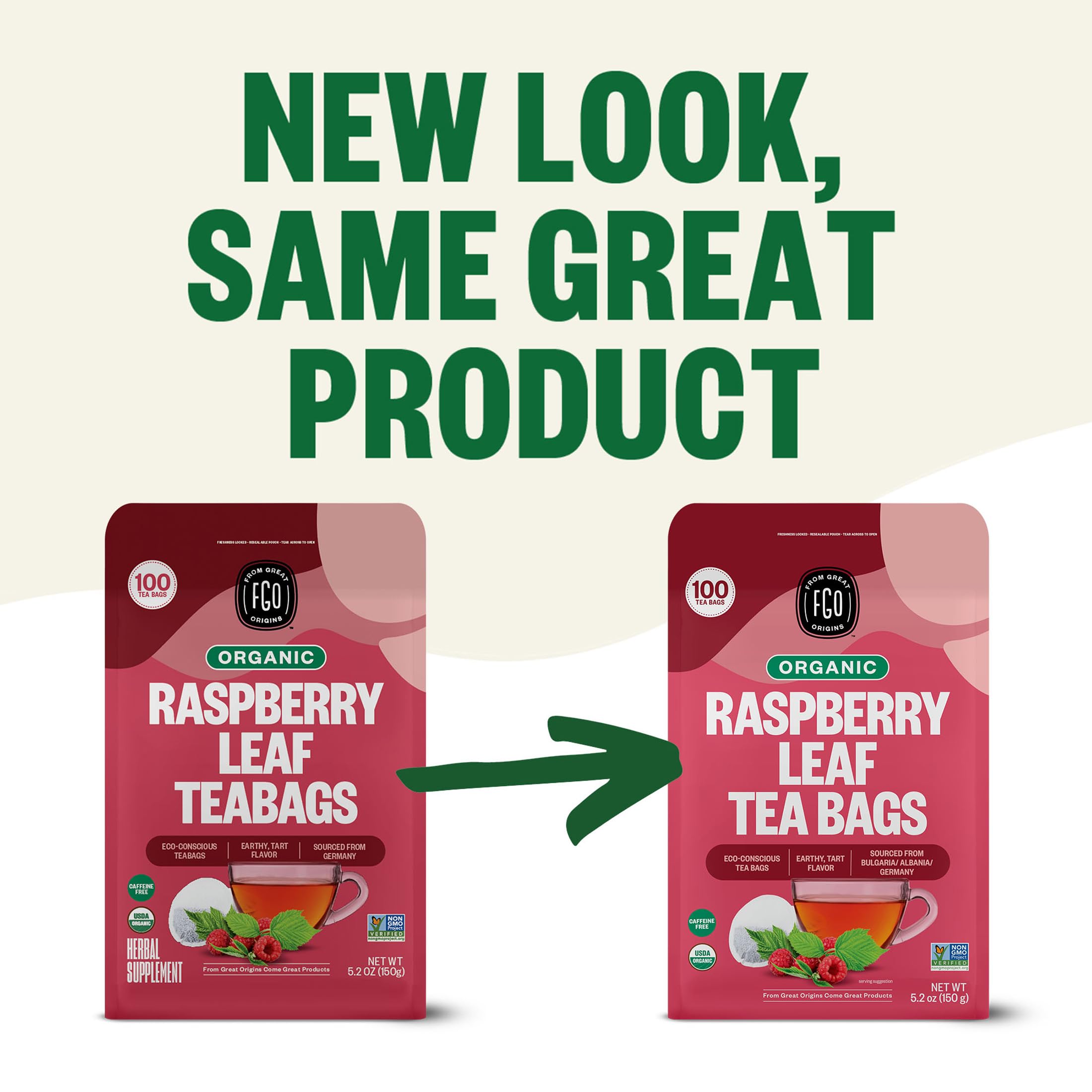 Resealable bag of FGO tea for easy storage between brews
