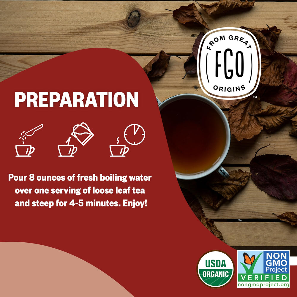 FGO Rooibos is a caffeine-free option for relaxing moments.