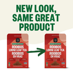 FGO Rooibos organic and non-GMO seals indicate trusted quality.