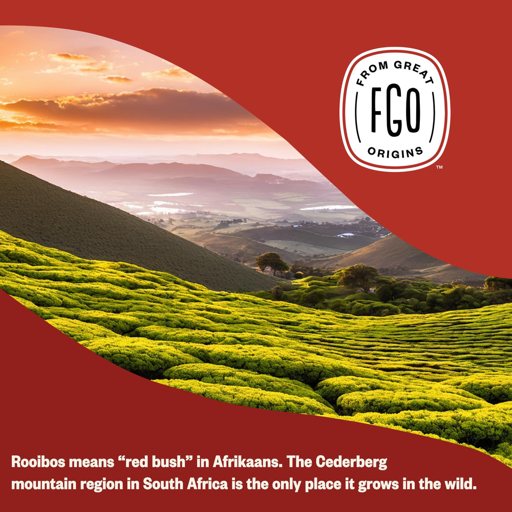 FGO Rooibos packaging may vary while preserving organic quality.