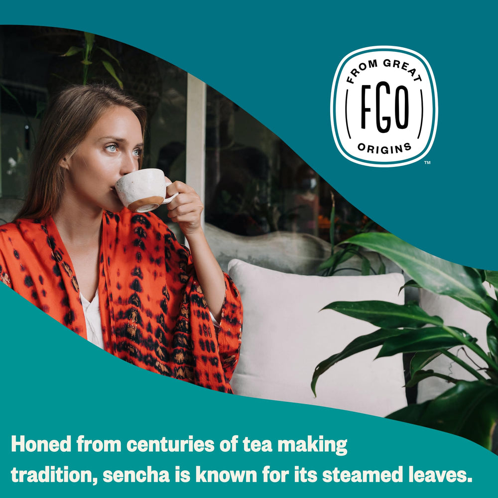 Sourced from Japan, FGO Sencha Green Tea delivers authenticity.