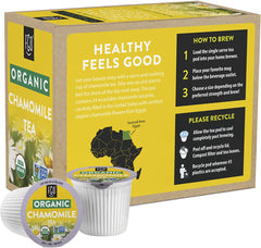 Steaming cup of FGO chamomile tea showing delicate aroma