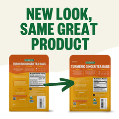 FGO turmeric-ginger tea bags in California kraft foil-lined packaging
