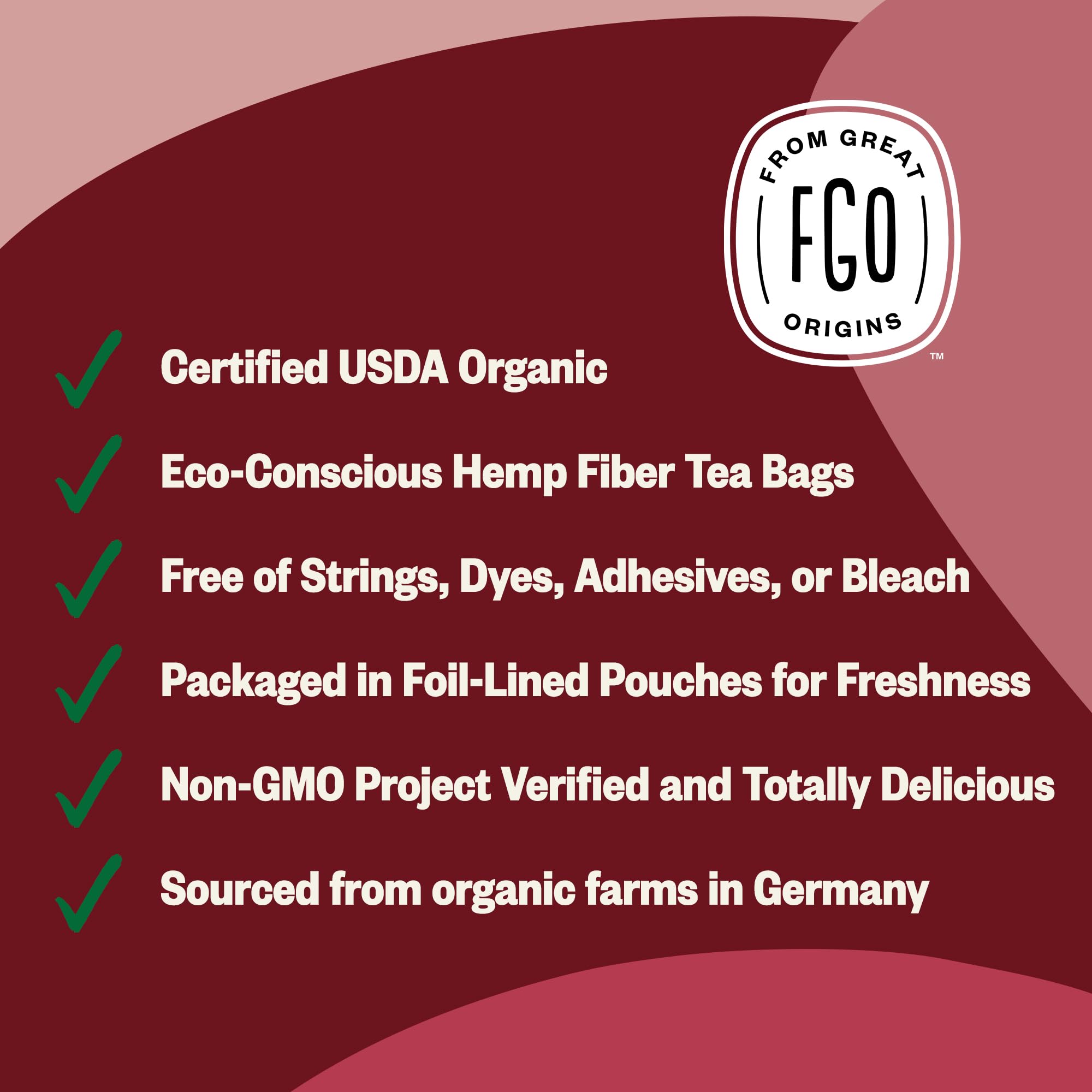USDA Organic and Non-GMO certifications on FGO tea products