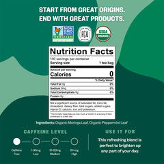 USDA Organic seal on FGO Organic Moringa Mint Tea packaging.