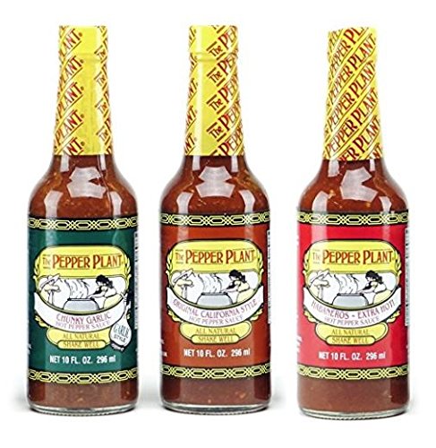 FIAHNG Pepper Plant Hot Sauce Variety Pack 3x10oz bottles enhance grilled meals.
