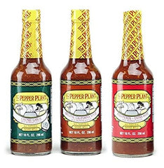 FIAHNG Pepper Plant Hot Sauce Variety Pack 3x10oz bottles enhance grilled meals.
