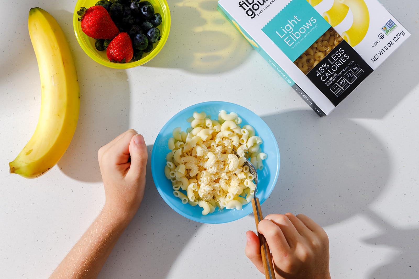 Fiber Gourmet portioned pasta with sauce serving dinner idea