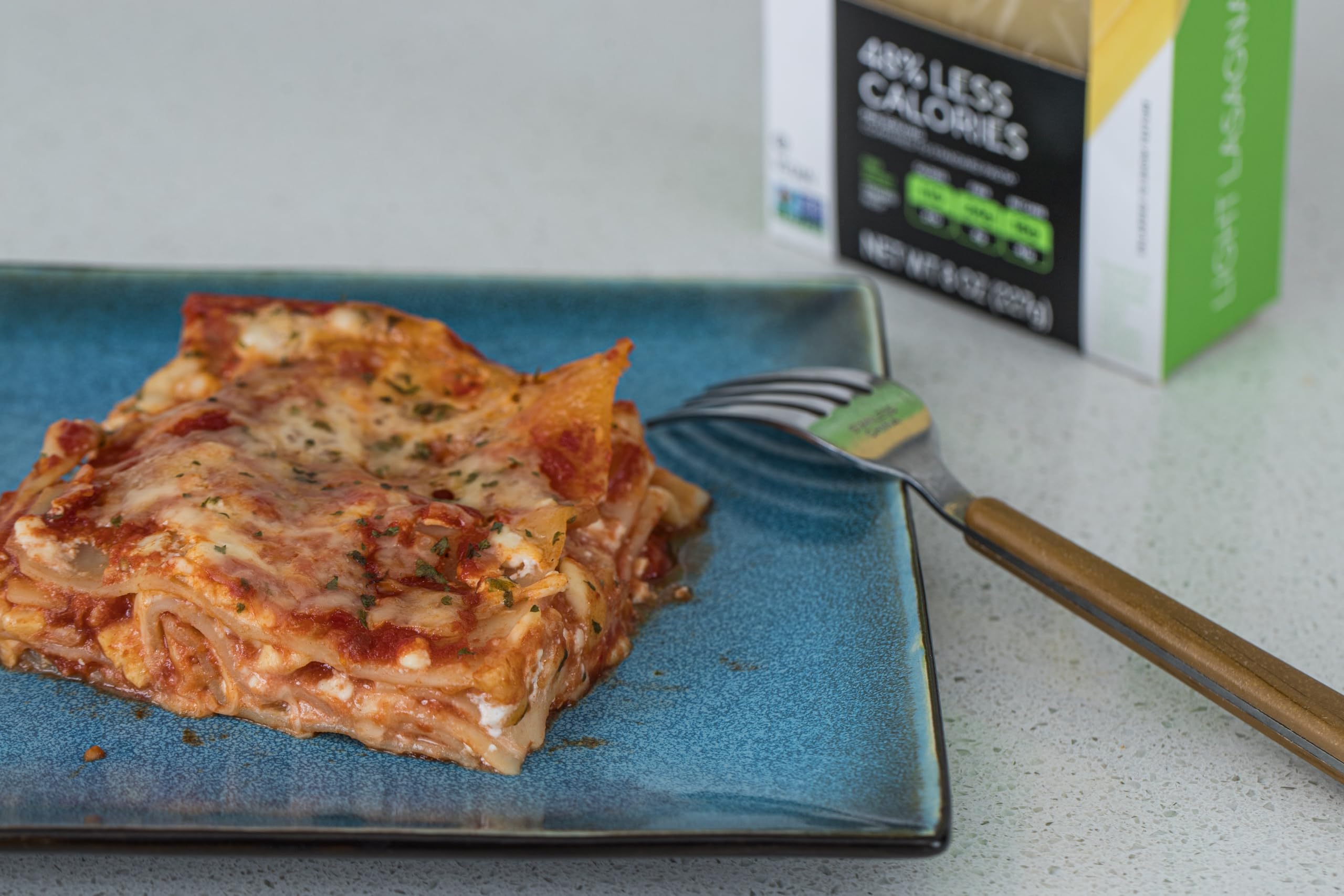 Made in Italy badge emphasizes authentic quality for a light pasta option