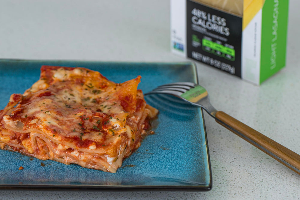Made in Italy badge emphasizes authentic quality for a light pasta option