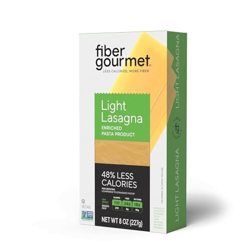 Fiber Gourmet Pasta Light Lasagna Sheets packaging emphasizes Italian quality for easy healthy meals