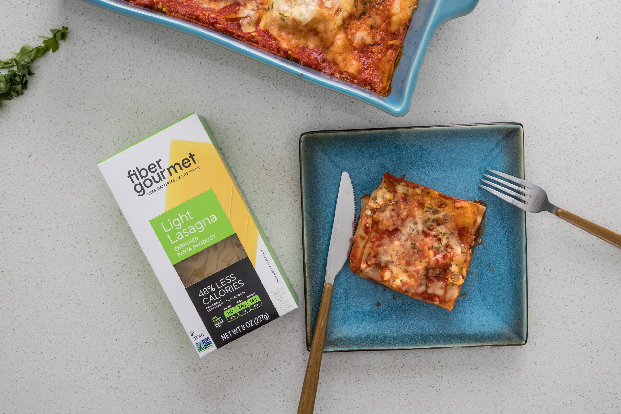 Fiber Gourmet Pasta Light Lasagna Sheets ingredients highlight high fiber for fullness