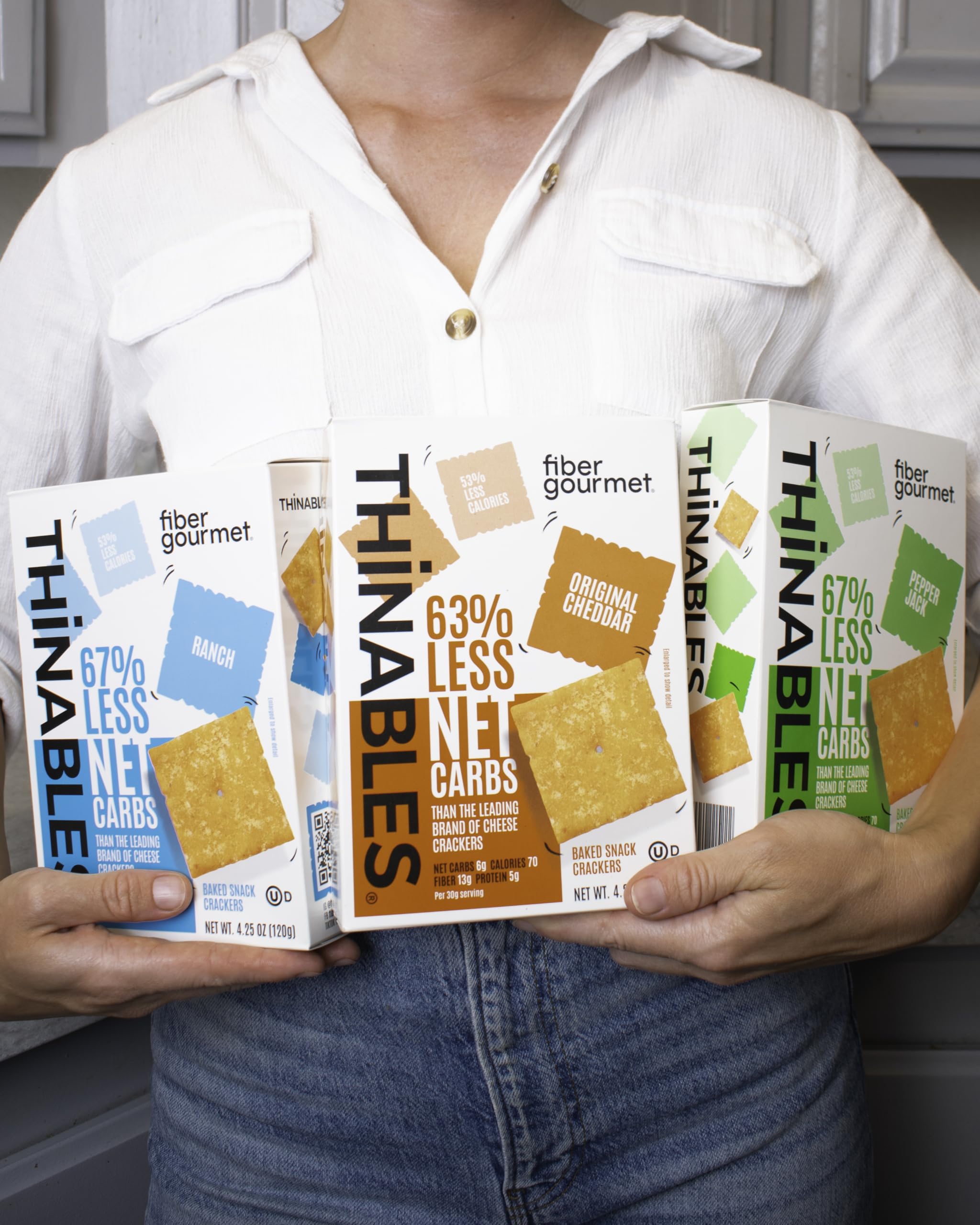 Back-of-pack nutrition panel for Fiber Gourmet Pepper Jack Thinables.