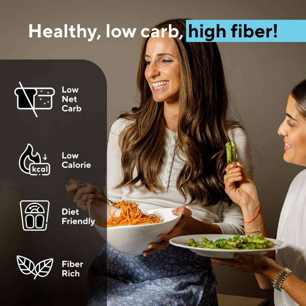 Fiber Gourmet Spaghetti Low Carb fork twirls steam inviting a comforting meal