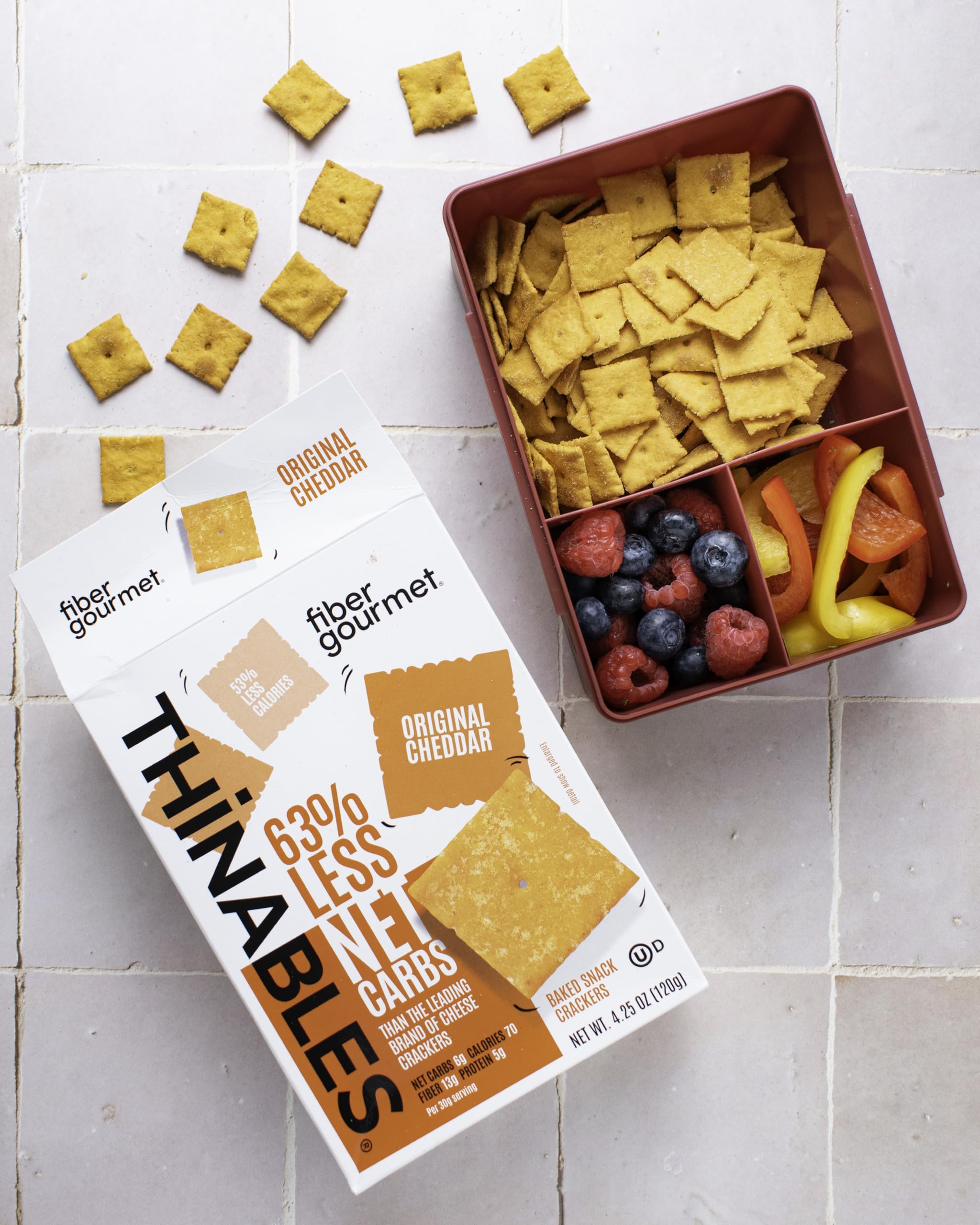 Crisp Thinables crackers on a plate ready for quick keto-friendly snacking